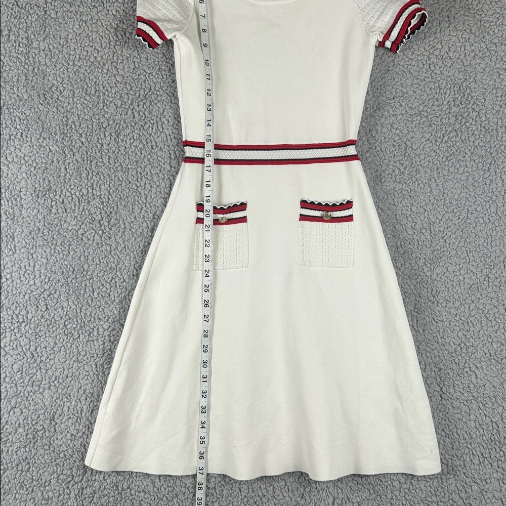 Sandro Paris Short Sleeve Flare Knee Length Crochet Dress Size 36 - Picture 16 of 16